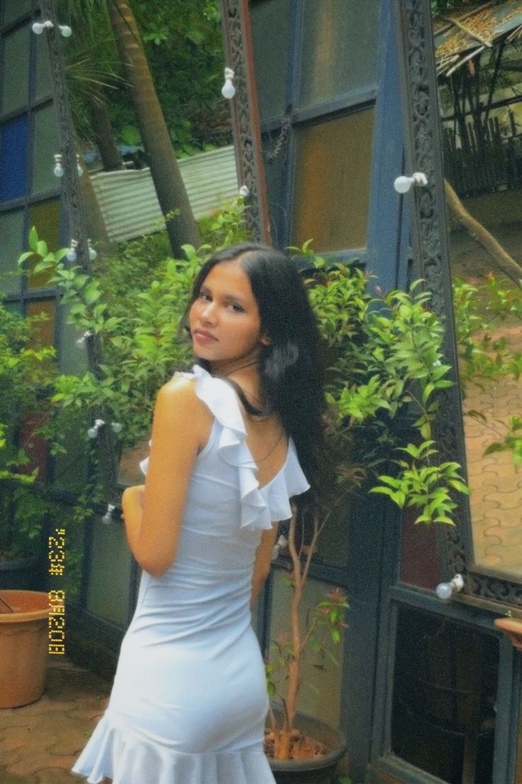 Cute Blue Ruffled V Neck Chiffon Homecoming Dress P3602 - Image 4