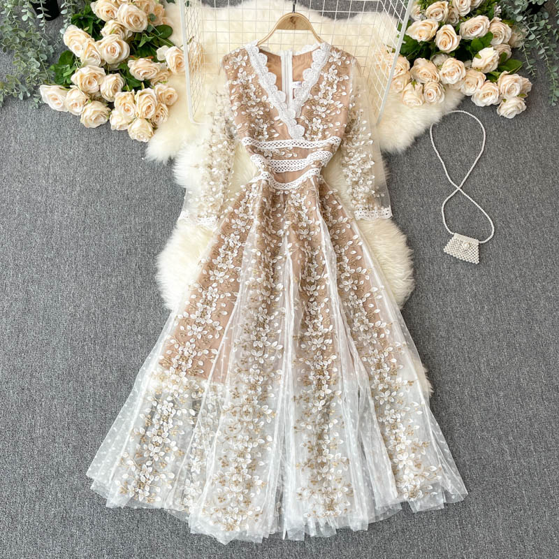 Cute embroidery floral dress women's dress P113 - Image 6