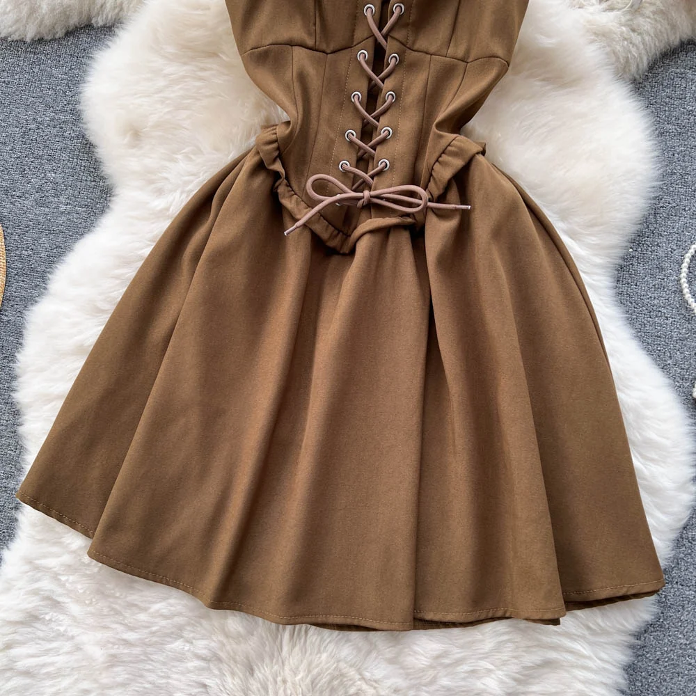 Cute Lace-up Short Dress, A-line Fashion Dress P274 - Image 3