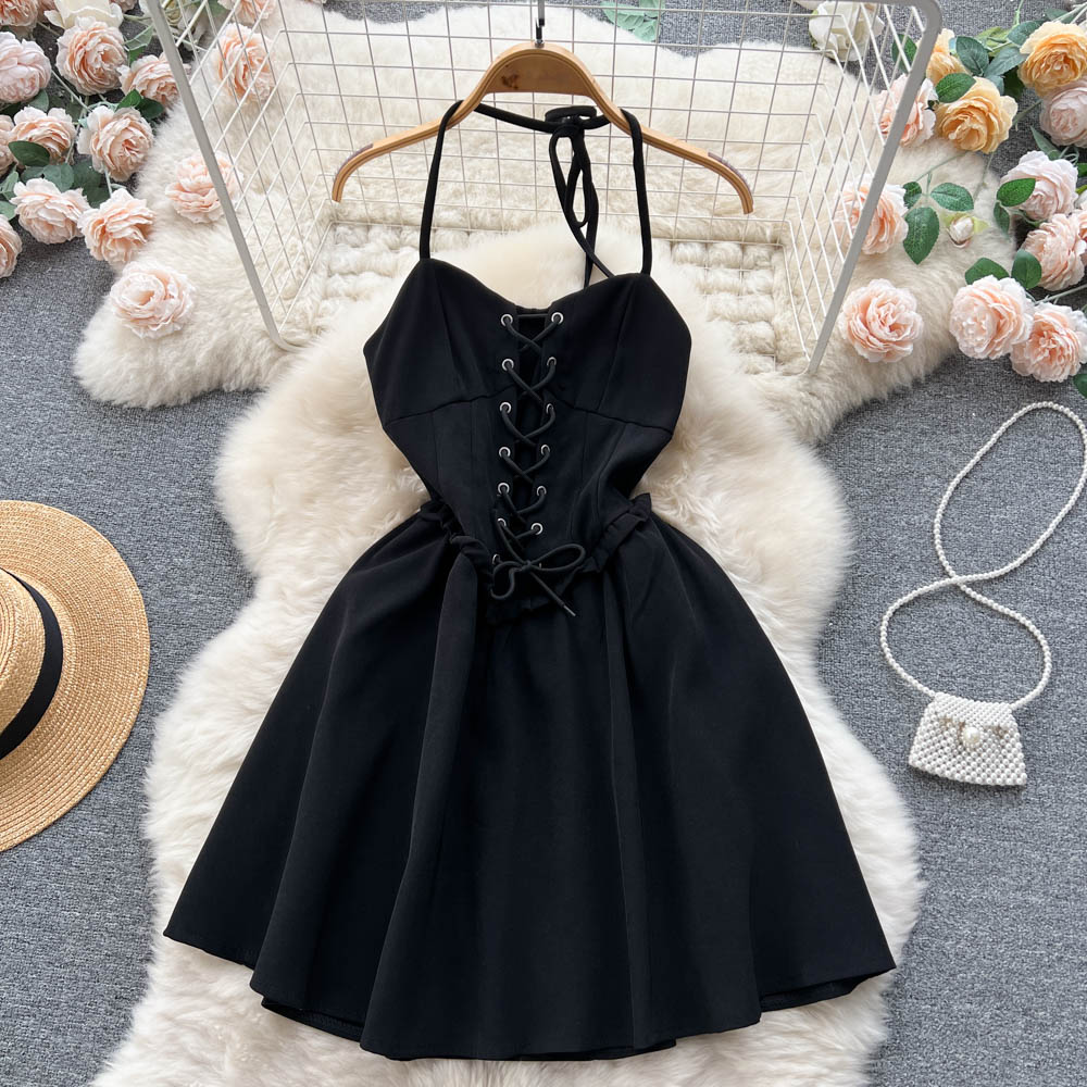 Cute Lace-up Short Dress, A-line Fashion Dress P274 - Image 7