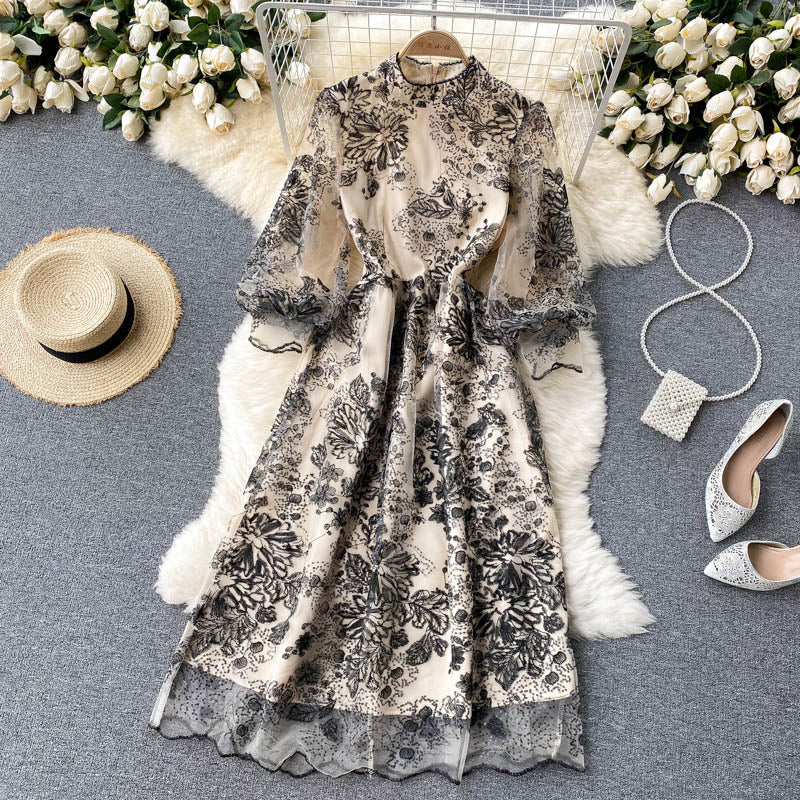 Cute long sleeves lace dress women's dress P111 - Image 5