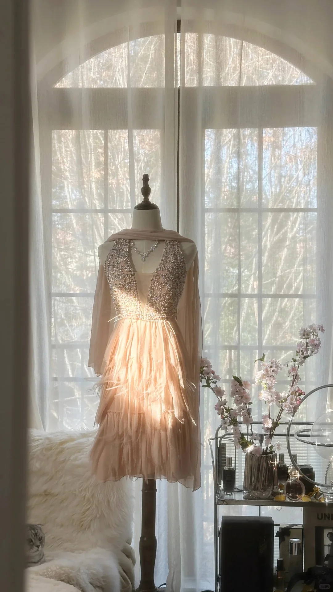 Cute Pink Halterneck Backless Beaded Chiffon Short Prom Dress P3316 - Image 3