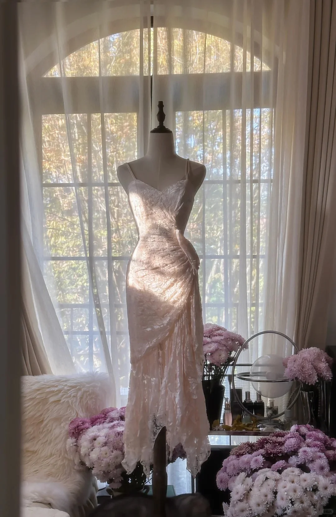 Cute Pink Lace Strap Mermaid Prom Dress P3342 - Image 4