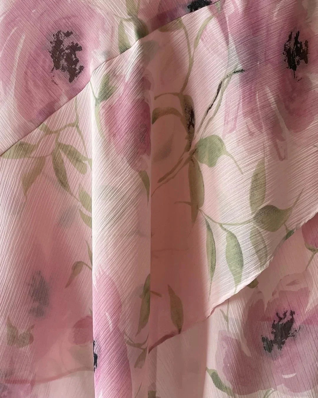 Cute Pink Printed Swing Neck Sleeveless Chiffon Prom Dress P3395 - Image 4