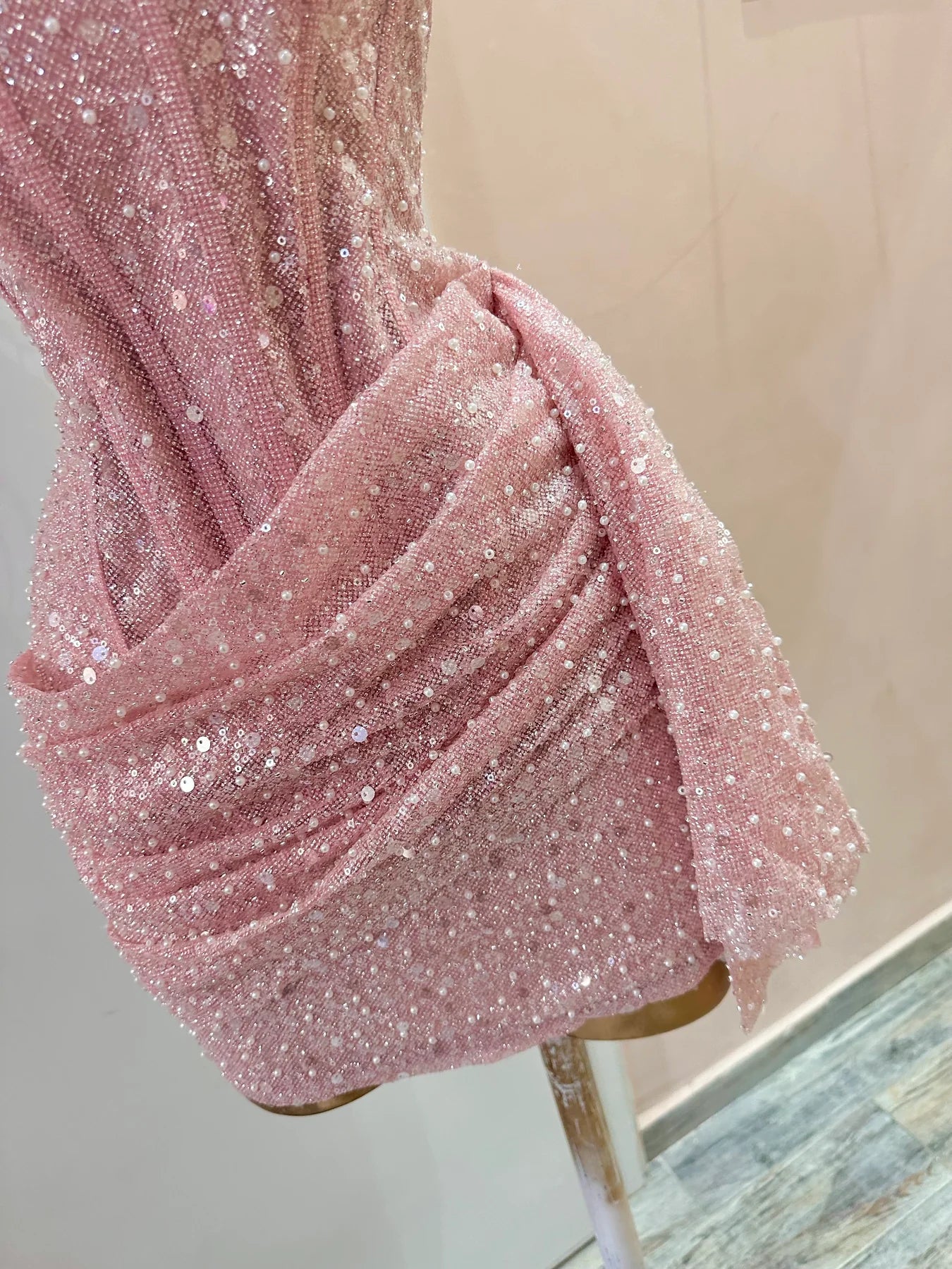 Cute Pink Sleeveless Sequined Slim Fit Hip 17th Birthday Homecoming Dress P3778 - Image 4