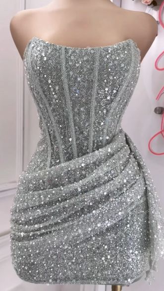 Cute Pink Sleeveless Sequined Slim Fit Hip 17th Birthday Homecoming Dress P3778 - Image 8