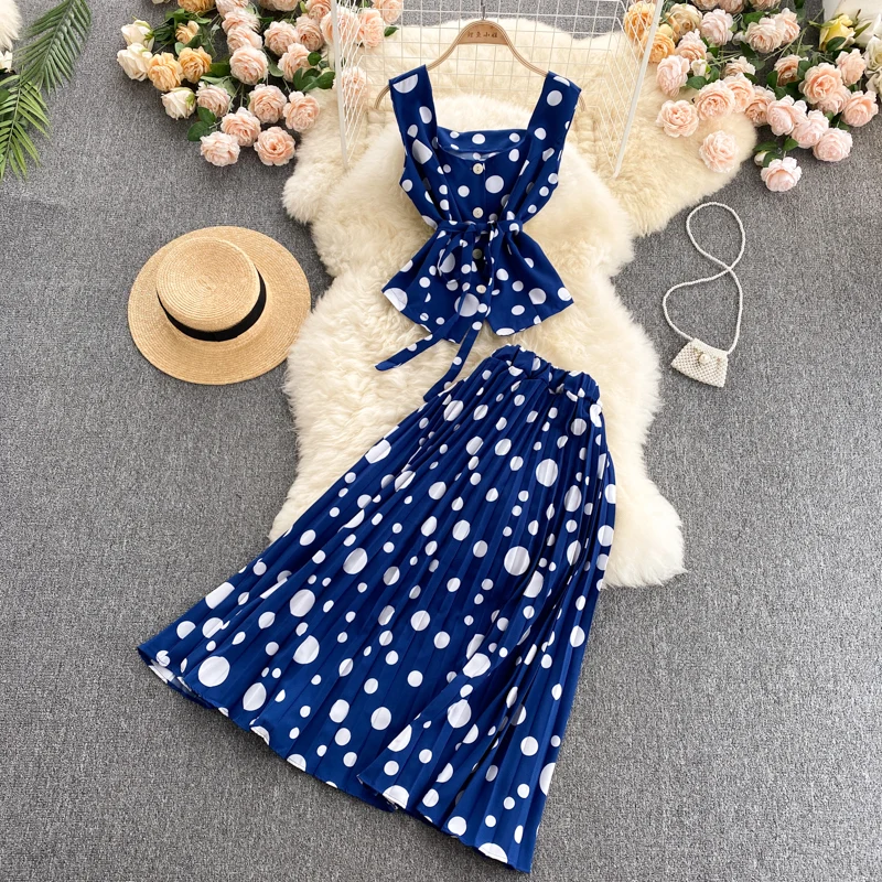 Cute Regular Polka Dot Dress Two Pieces Dress P313 - Image 2
