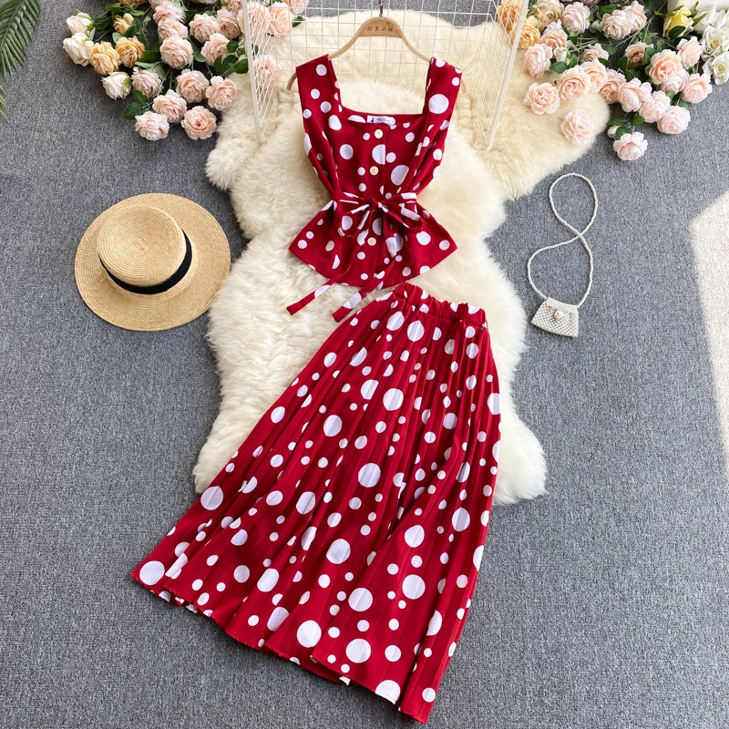 Cute Regular Polka Dot Dress Two Pieces Dress P313 - Image 4