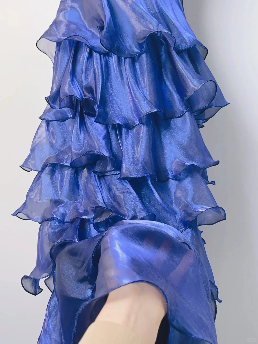Cute Royal Blue Cake Skirt A-line Long Prom Dress P3375 - Image 3