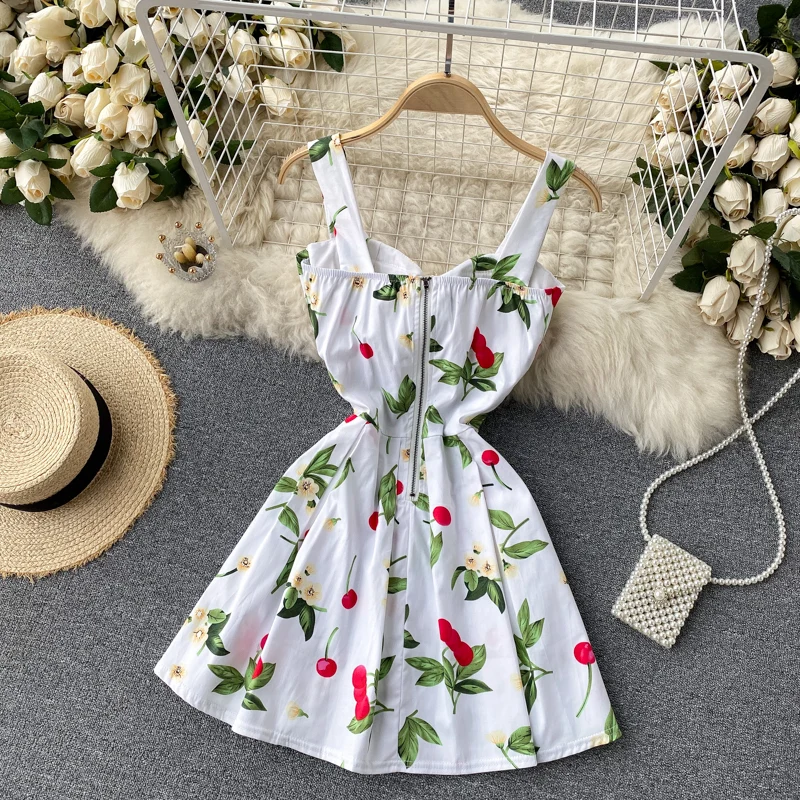 Cute Spaghetti Straps Floral Dress Women Dress P145 - Image 2