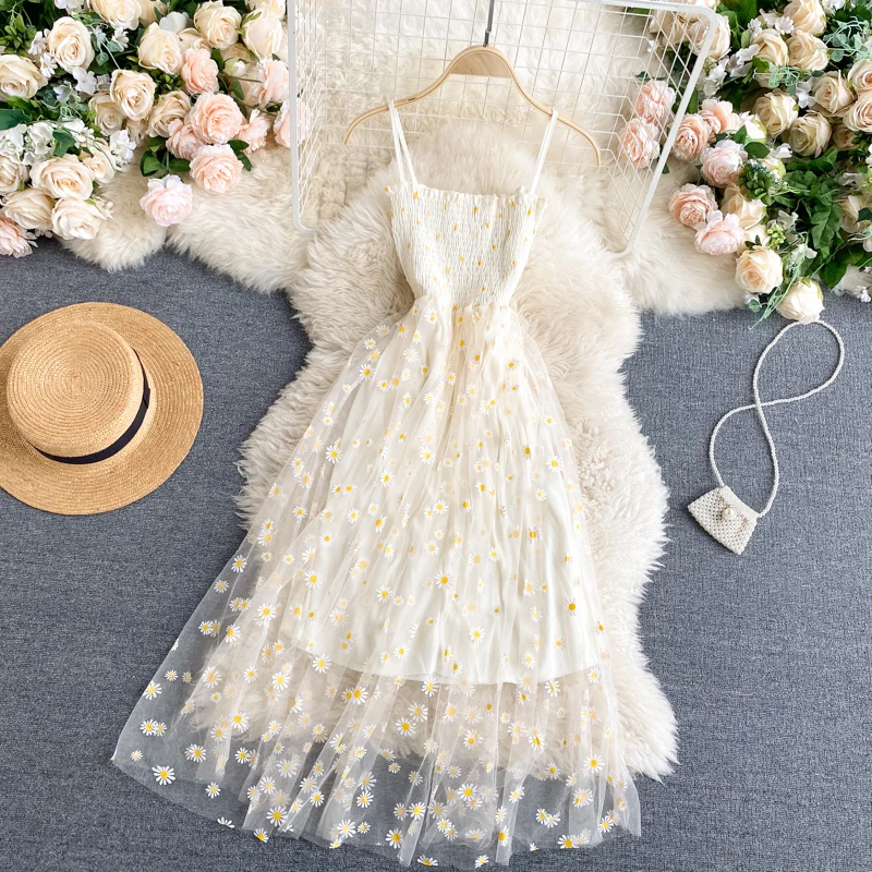 Cute spaghetti straps floral dress women's dress P110 - Image 5