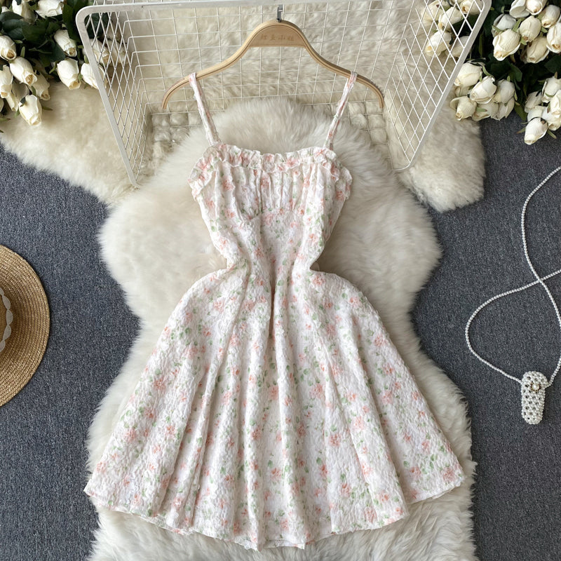 Cute Straps Mint Green Short Floral Dress Women Holiday Dress P231 - Image 7