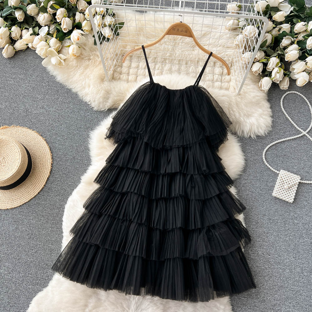 cute summer women's sweet spaghetti straps dress with ruffles P141 - Image 6