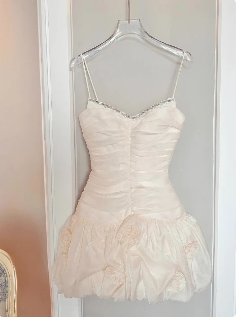 Cute Suspender 3D Flower Tulle Hip Wrap 17th Birthday Homecoming Dress P3963 - Image 2