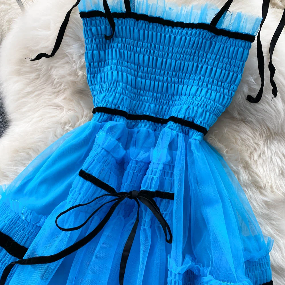 Cute Tulle Blue Short A Line Dress Fashion Dress P292 - Image 5
