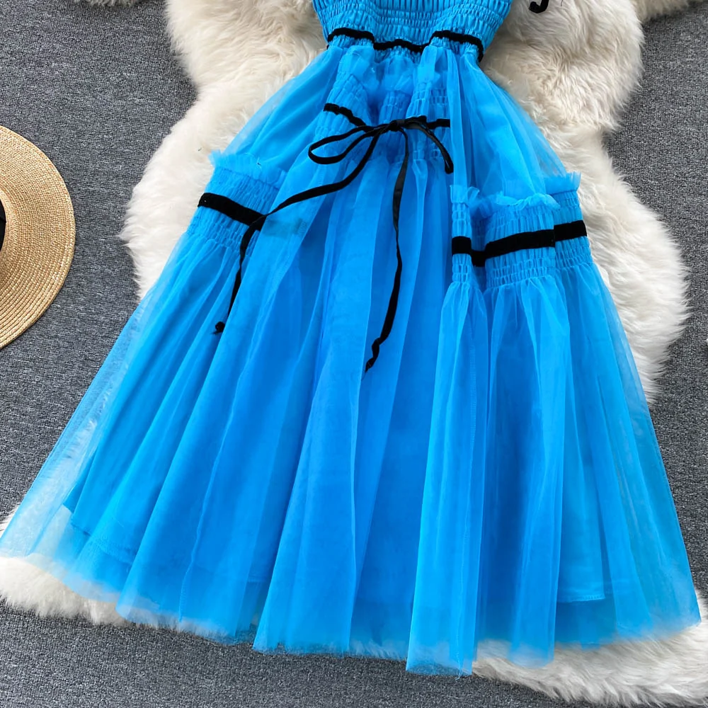 Cute Tulle Blue Short A Line Dress Fashion Dress P292 - Image 6