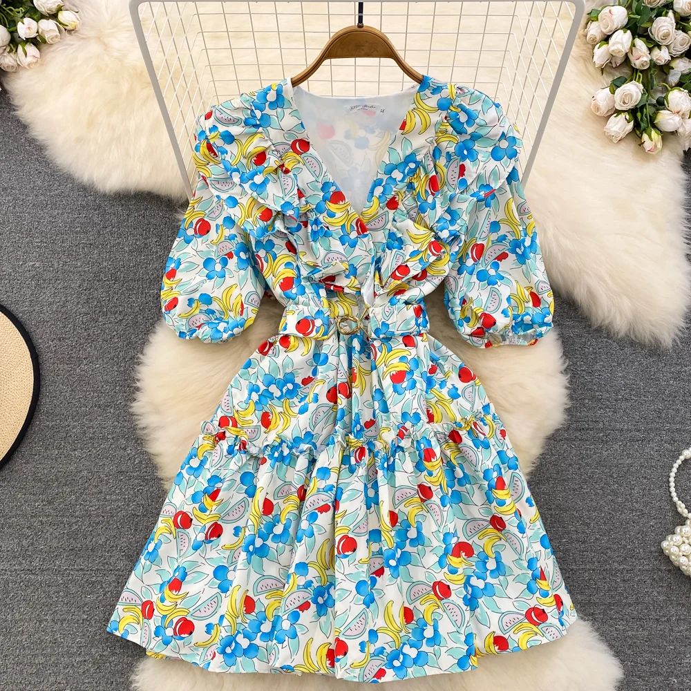 Cute V-neck Floral Dresses, A-line Fashion Dresses P286 - Image 2