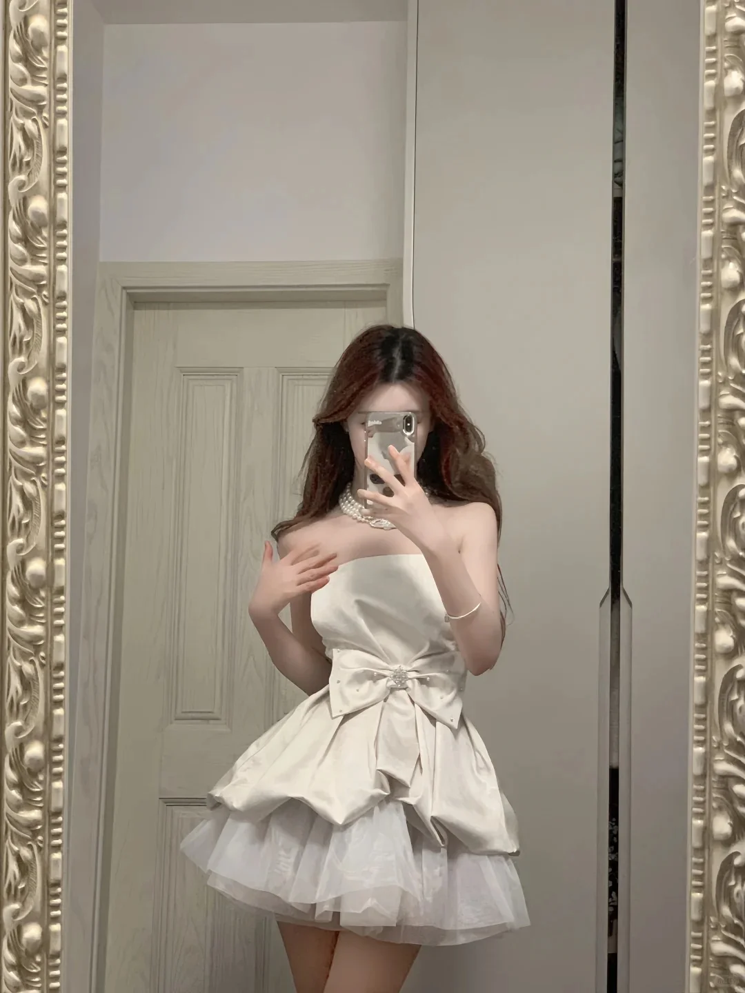 Cute White Strapless Bow Satin Tulle Mini 17th Birthday Homecoming Dress P3566 - Image 2