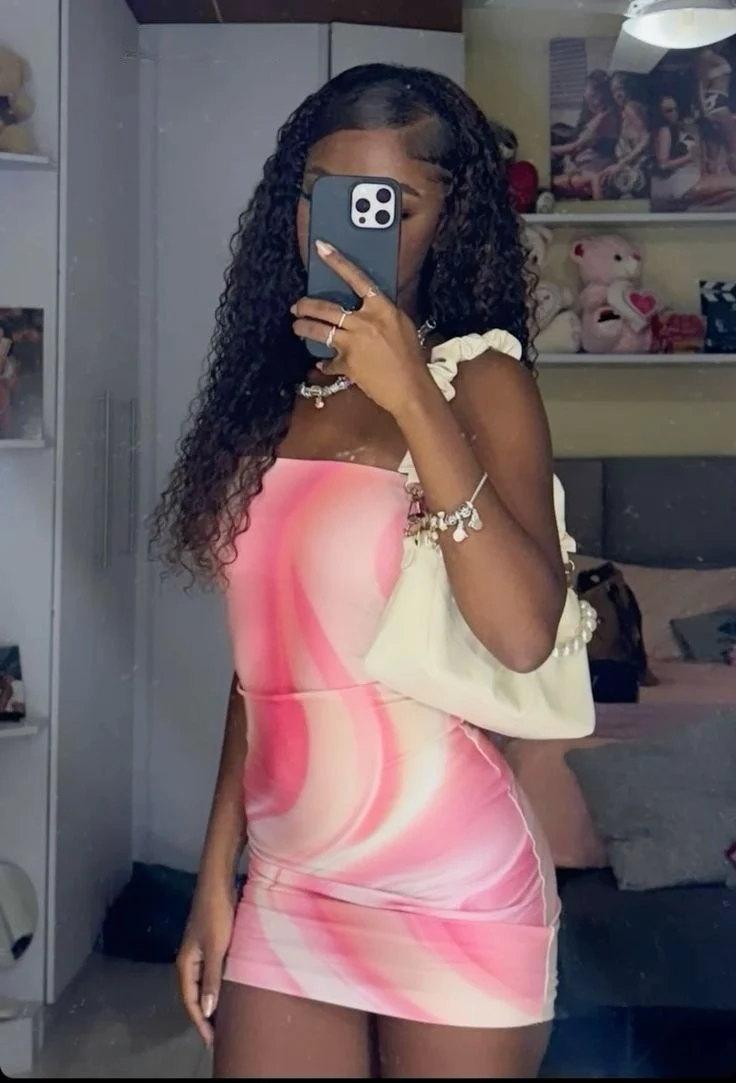Design Pink Pattern Tube Top Hip Birthday Skirt Homecoming Dress P3868 - Image 2
