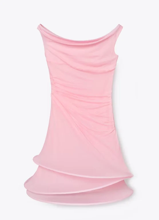 Designer Pink Off-the-shoulder Waist 16th Birthday Homecoming Dress P3886 - Image 3