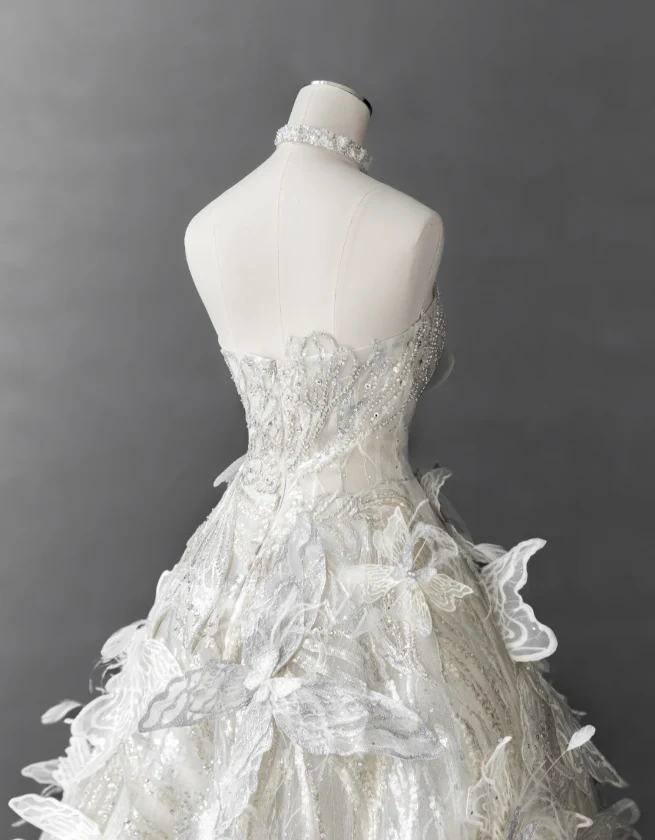 Dreamy 3D Butterfly Tulle A-Line Wedding Dress P2887 - Image 5