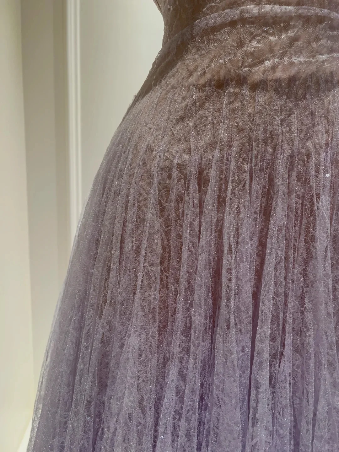 Dreamy Lavender A-line Suspender Strap Pleated Tulle Long Prom Dress Evening Dress P4056 - Image 5