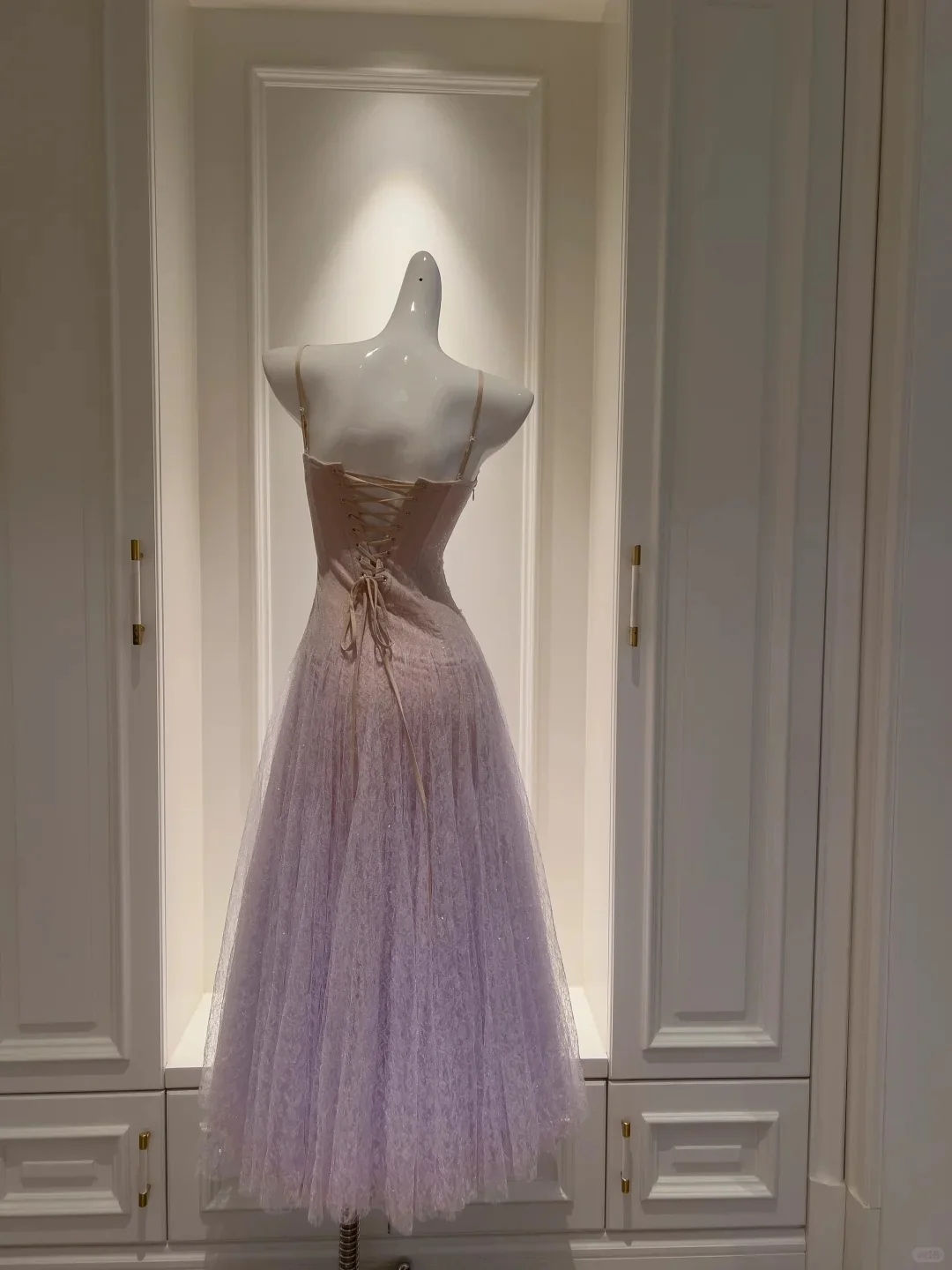 Dreamy Lavender A-line Suspender Strap Pleated Tulle Long Prom Dress Evening Dress P4056 - Image 6
