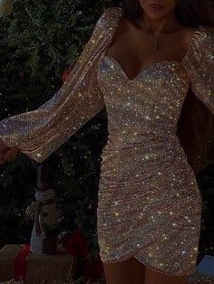 Elegant 17th Birthday Dresses Shiny Long Sleeves Sequin Birthday Outfits P782 - Image 2