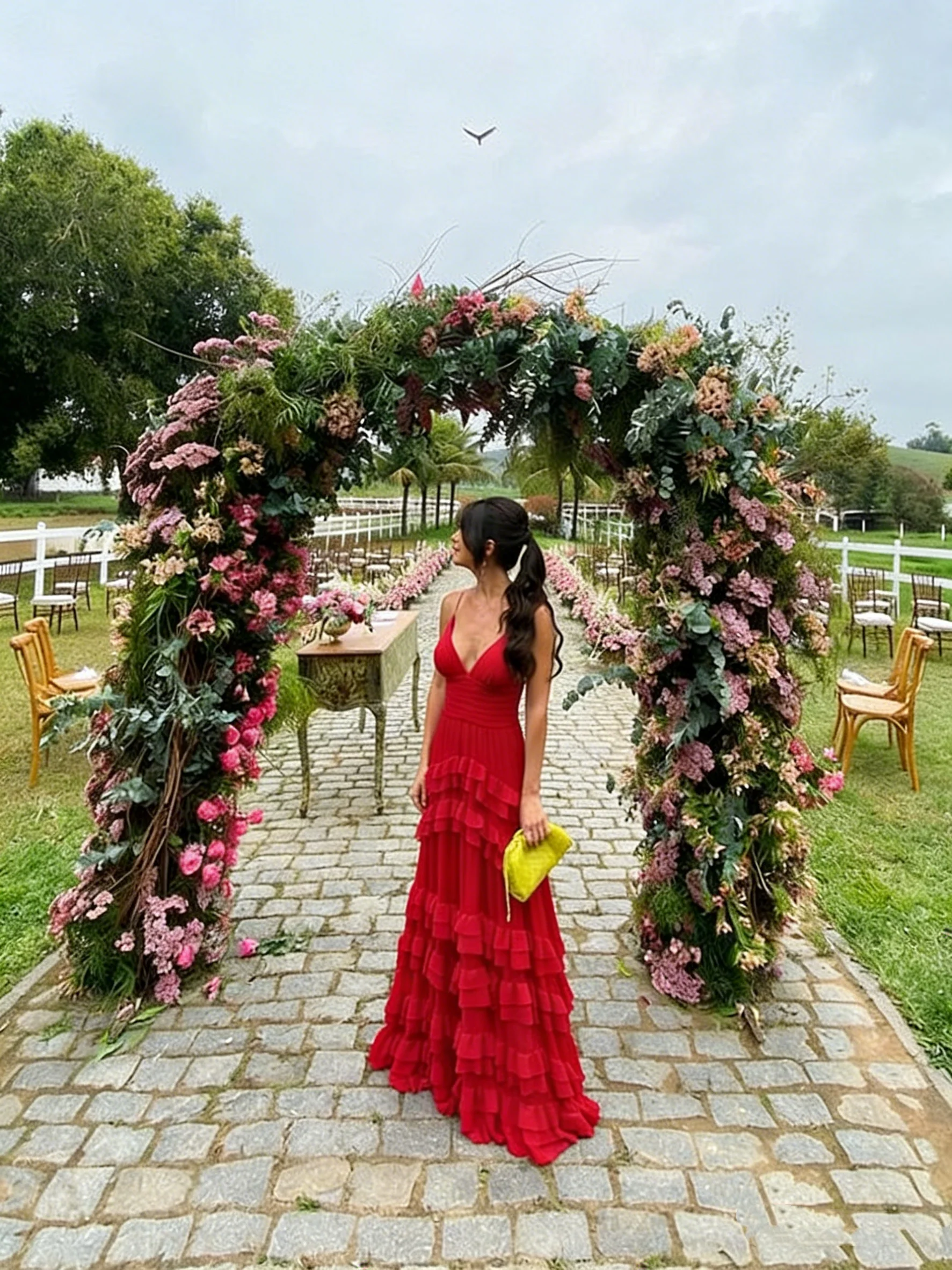 Elegant A line Long Tiered Chiffon Prom Dress 22th Birthday Outfits P2125 - Image 6