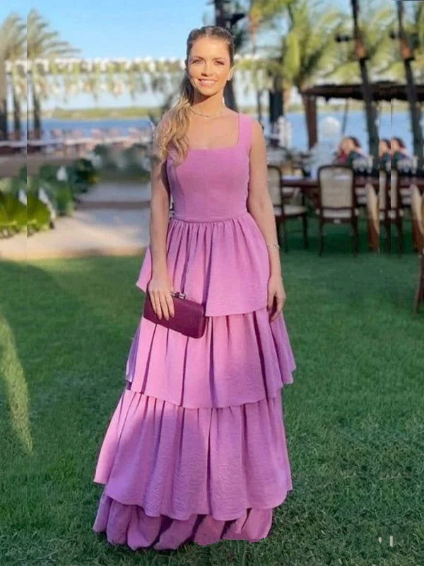 Elegant A line Long Tiered Lilac Prom Dress 22th Birthday Outfits P2124 - Image 2