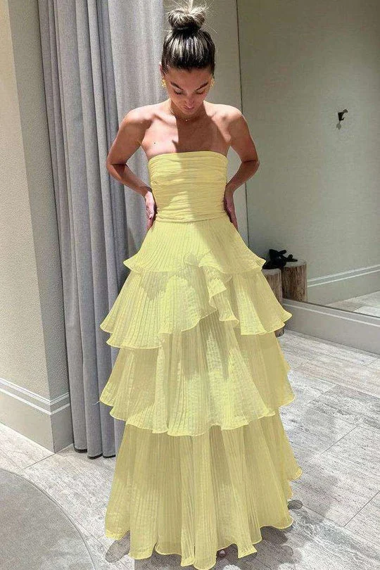 Elegant Ball Gown 2 Pieces Long White Tiered Prom Dress 21th Birthday Outfits P2144 - Image 6
