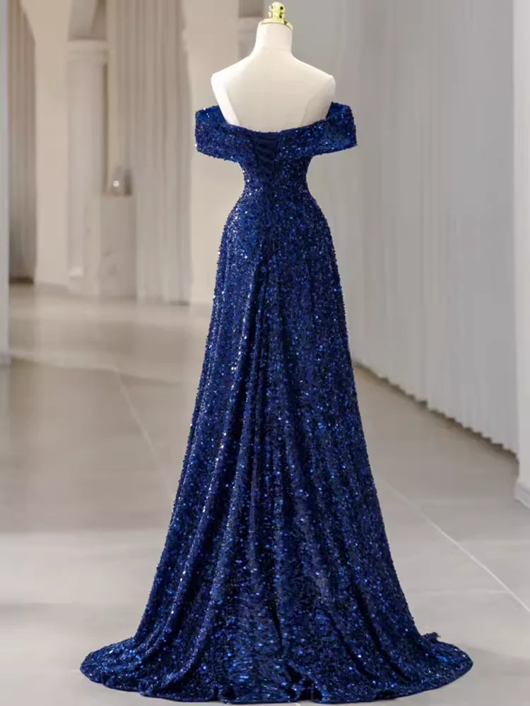 Elegant A line Off The Shoulder Royal Blue Prom Dresses Formal Evening Dress P1140 - Image 2