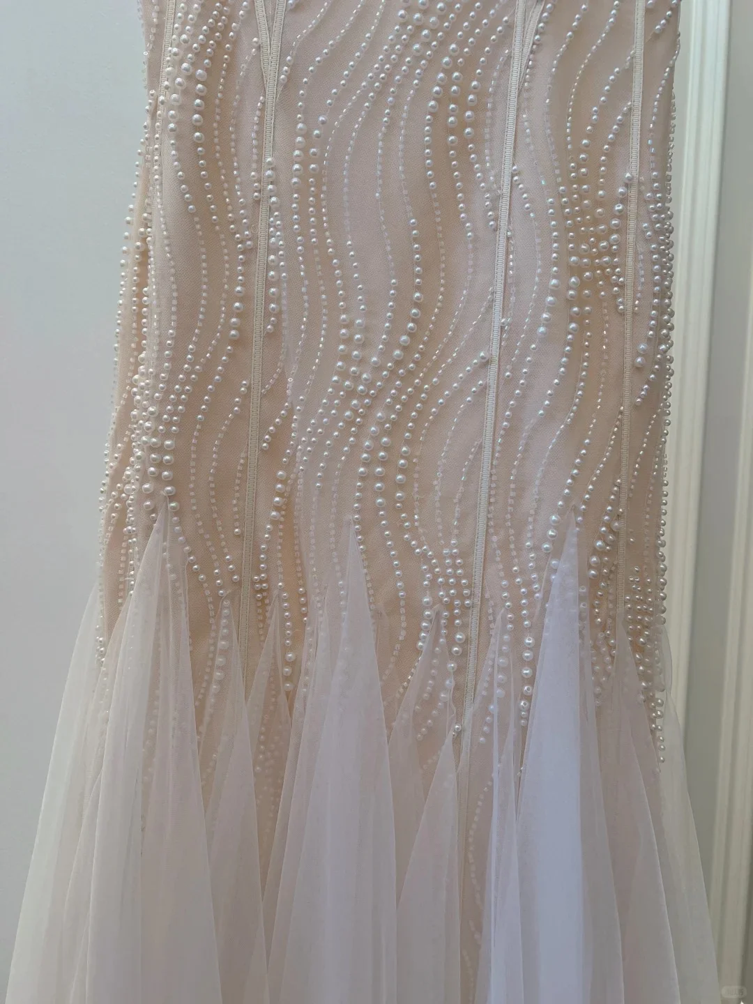 Elegant A-line Strap Pearl Tulle Long Prom Dress Evening Dress P4045 - Image 4