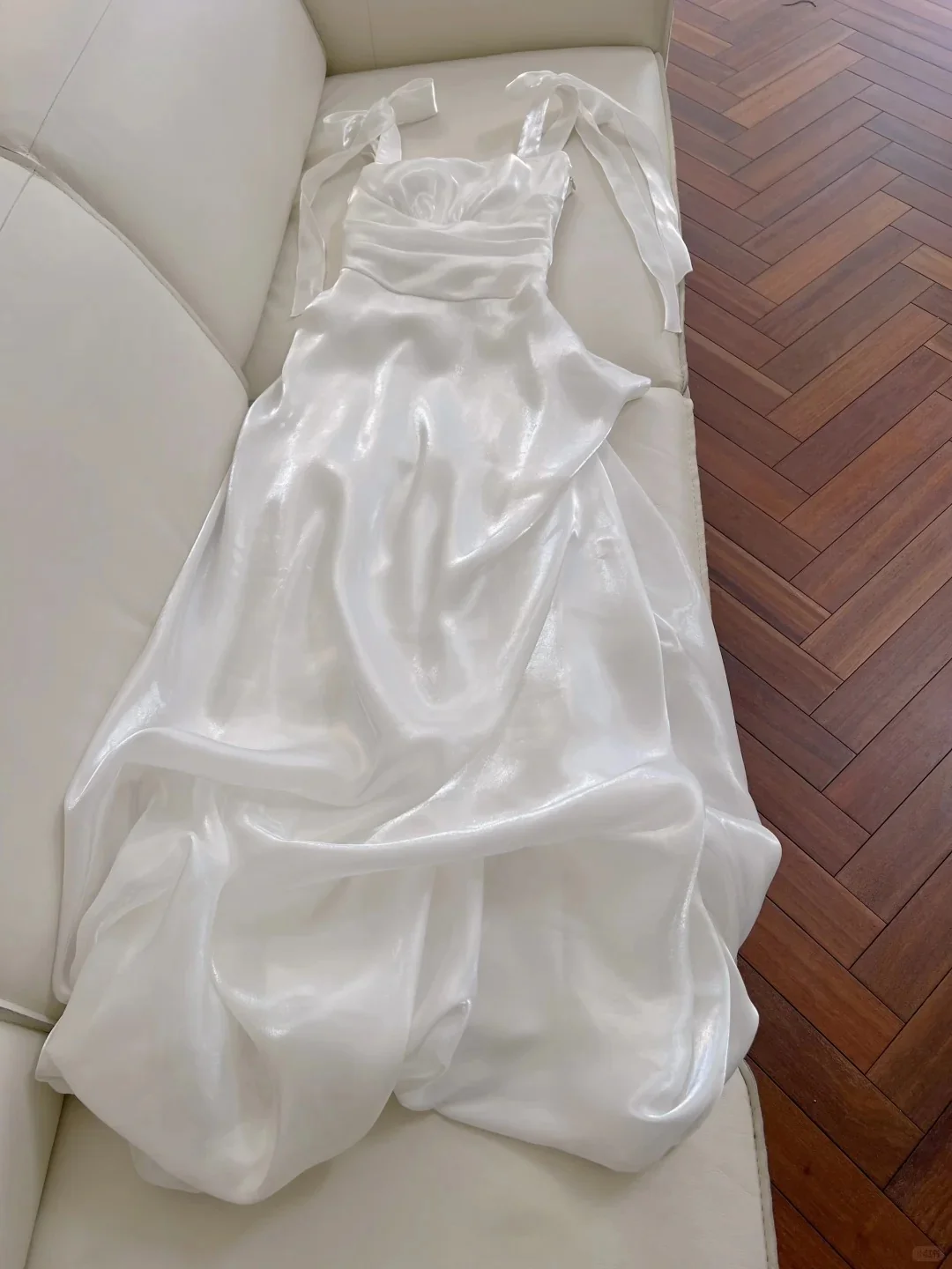 Elegant And Simple White Bud Square Neck Suspender Satin Prom Dress Evening Dress Bridesmaid Dress P4048 - Image 6