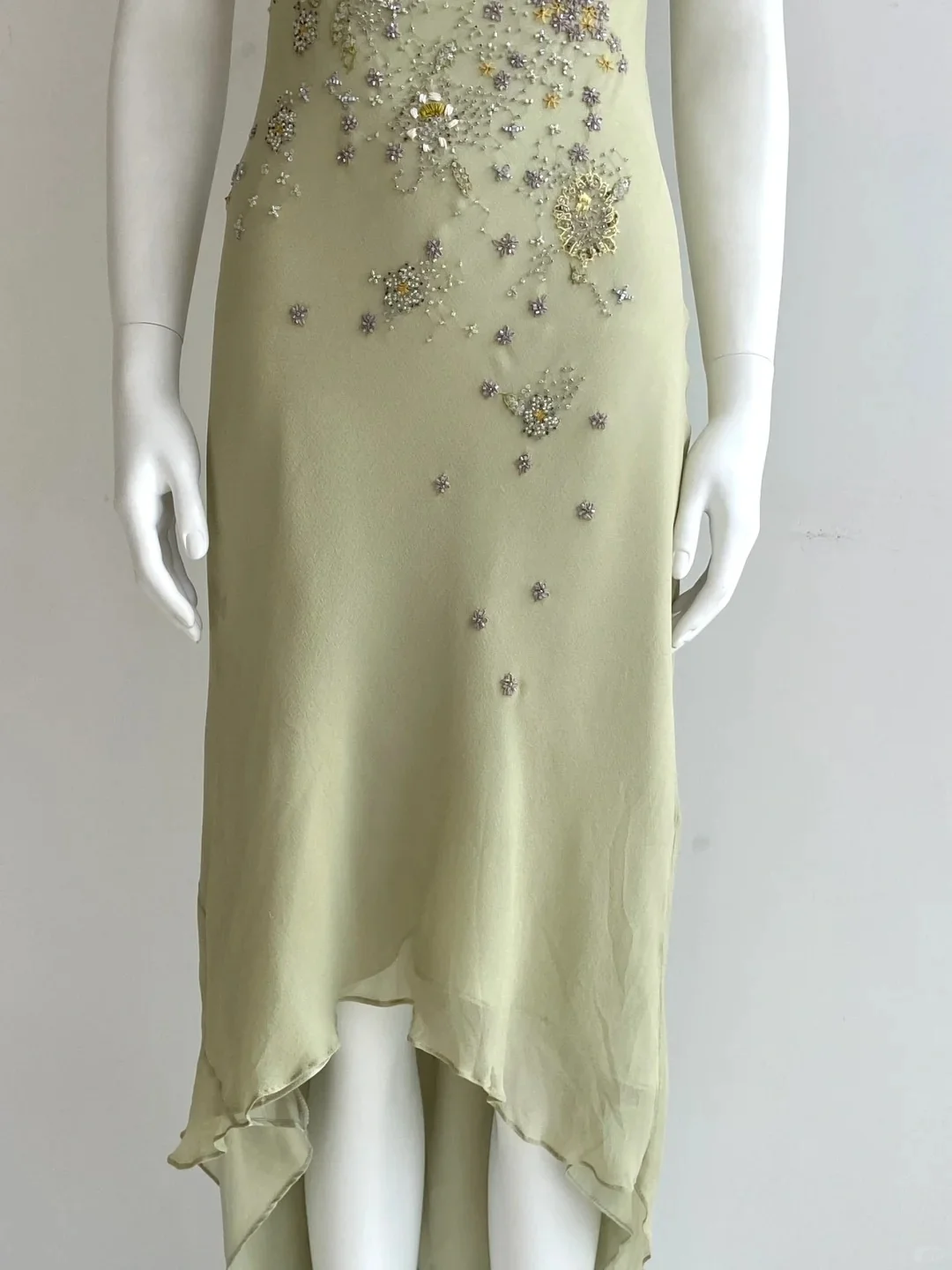 Elegant Bean Green Sleeveless Cowl Neck Beaded Chiffon Prom Dress Evening Dress P4846 - Image 8