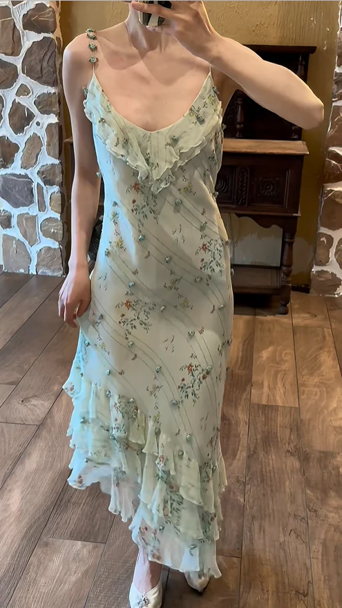 Elegant Blue Rose Strapless Multi-Layer Bias-Cut Skirt Chiffon Prom Dress P3791 - Image 2