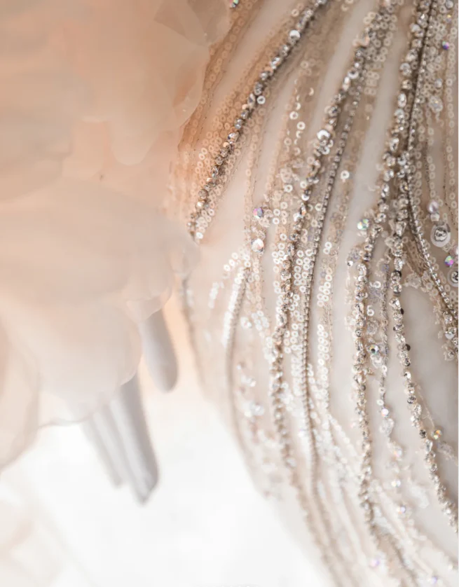 Elegant Champagne Pink Sequined Luxury Mermaid Wedding Dress P2888 - Image 7
