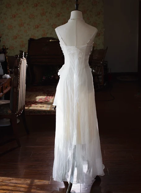 Elegant French Camellia Strap Irregular Prom Dress P3481 - Image 2
