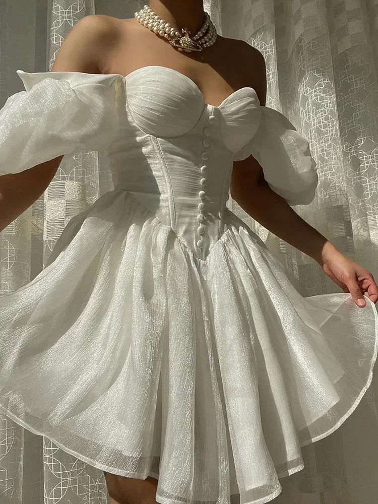 Elegant Glitter Sweetheart Mini 17th Birthday Dresses White Birthday Outfit P330 - Image 4