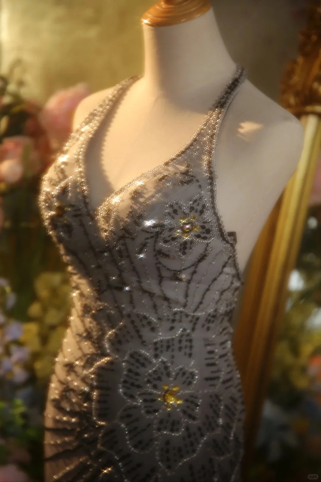 Elegant Gradient Gray Halter Neck Beaded Mermaid Prom Dress P3433 - Image 10