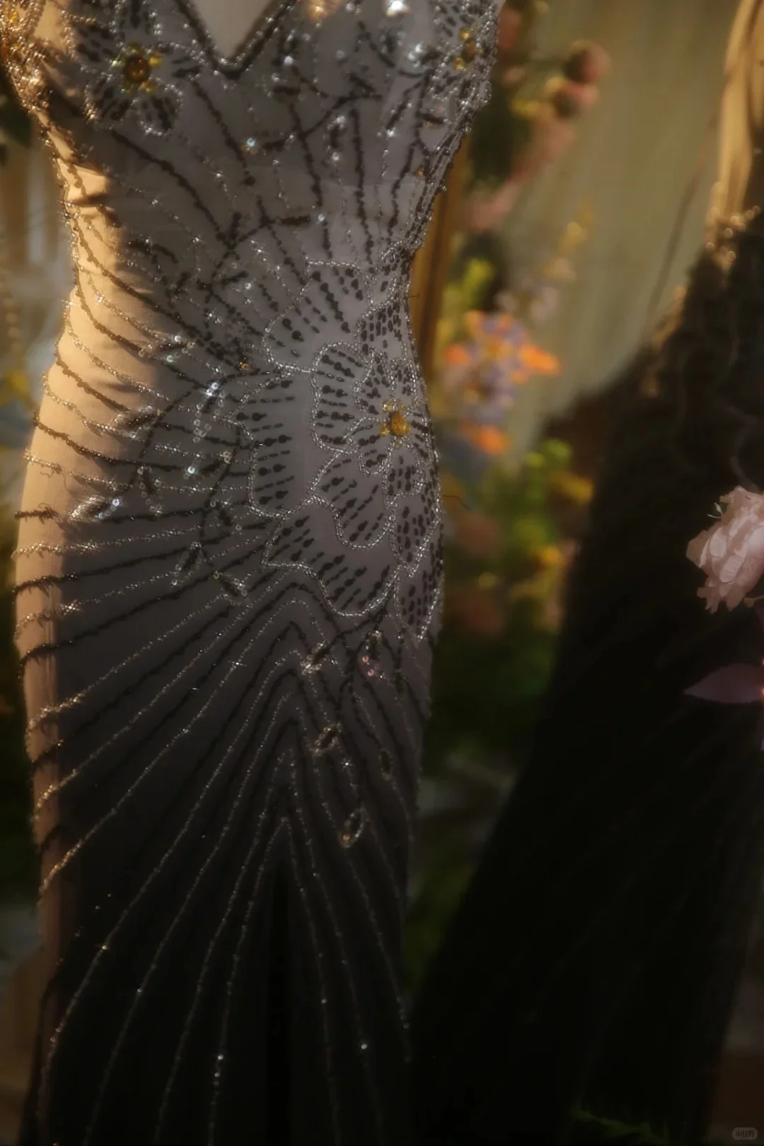 Elegant Gradient Gray Halter Neck Beaded Mermaid Prom Dress P3433 - Image 2