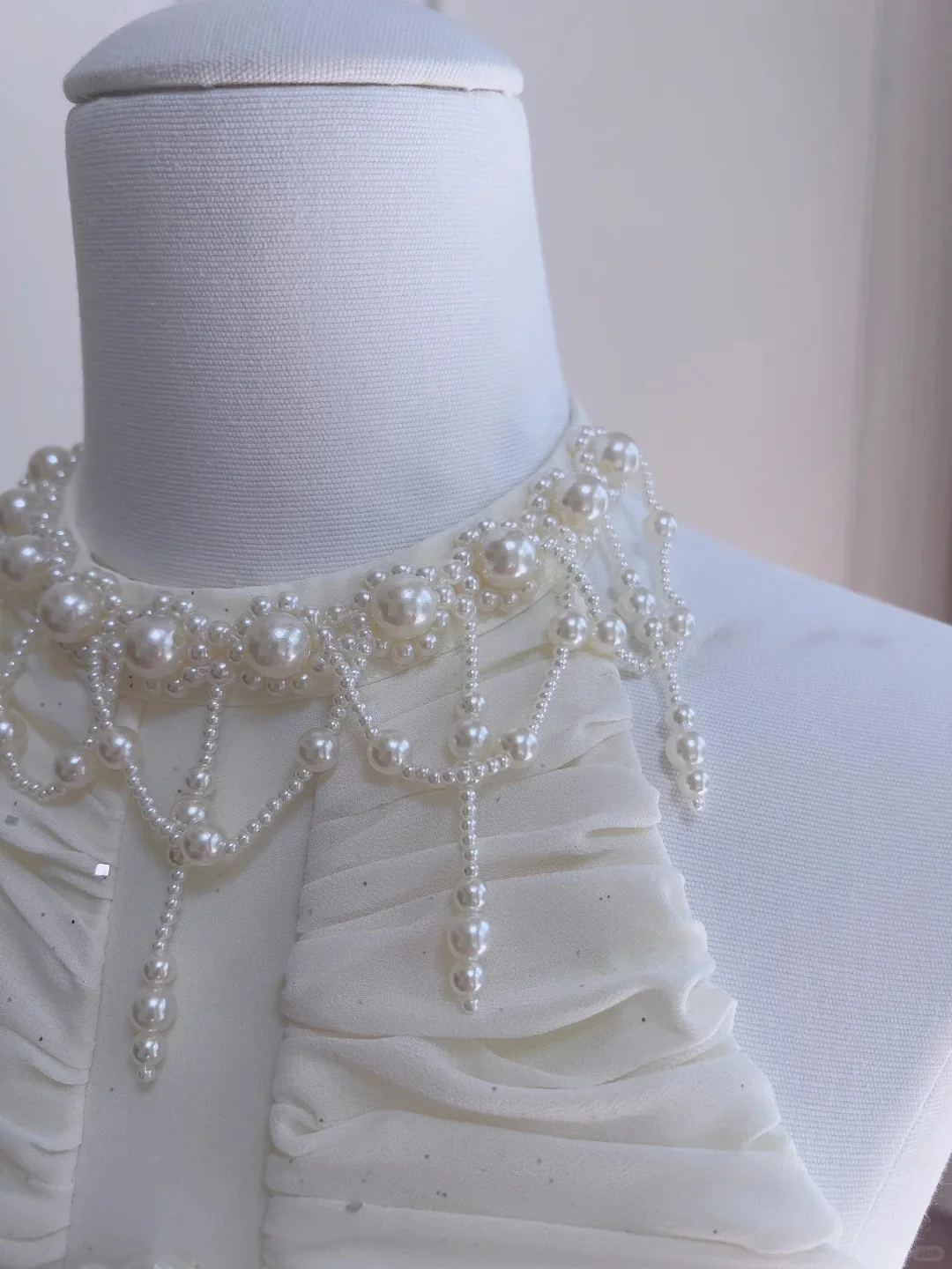 Elegant Ivory A-line Halter Nack Pearl Pleated Chiffon Prom Dress Evening Dress P4044 - Image 5