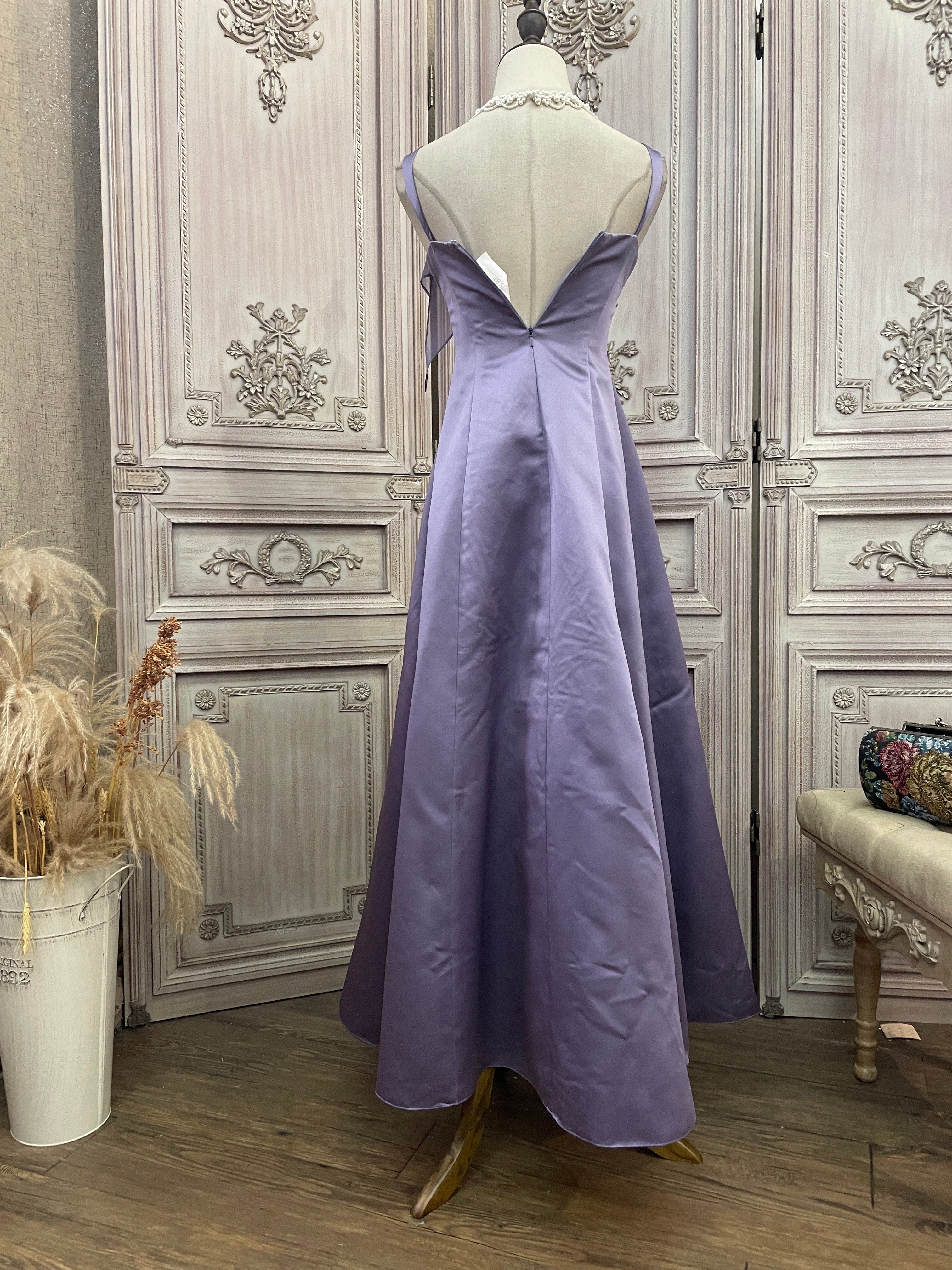 Elegant Light Purple Spaghetti Strap Square Neck A-Line Satin Long Prom Dress Evening Dress P4737 - Image 4