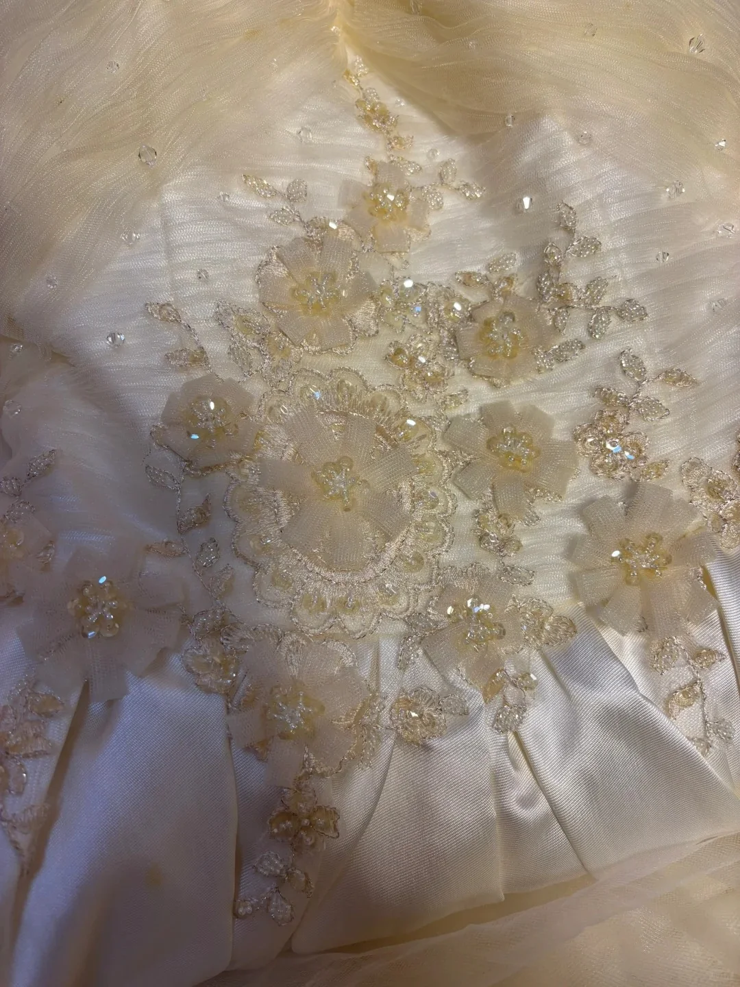Elegant Magnolia Beaded White Satin Tulle Wedding Dress with Train P3051 - Image 4