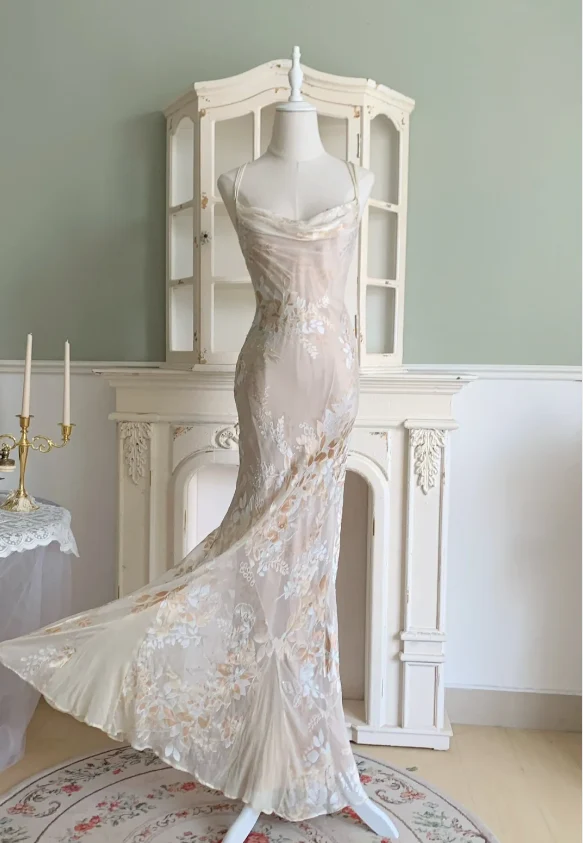Elegant Mermaid Spaghetti Straps Long Chiffon Long Prom Dress Evening Dress P4328 - Image 3