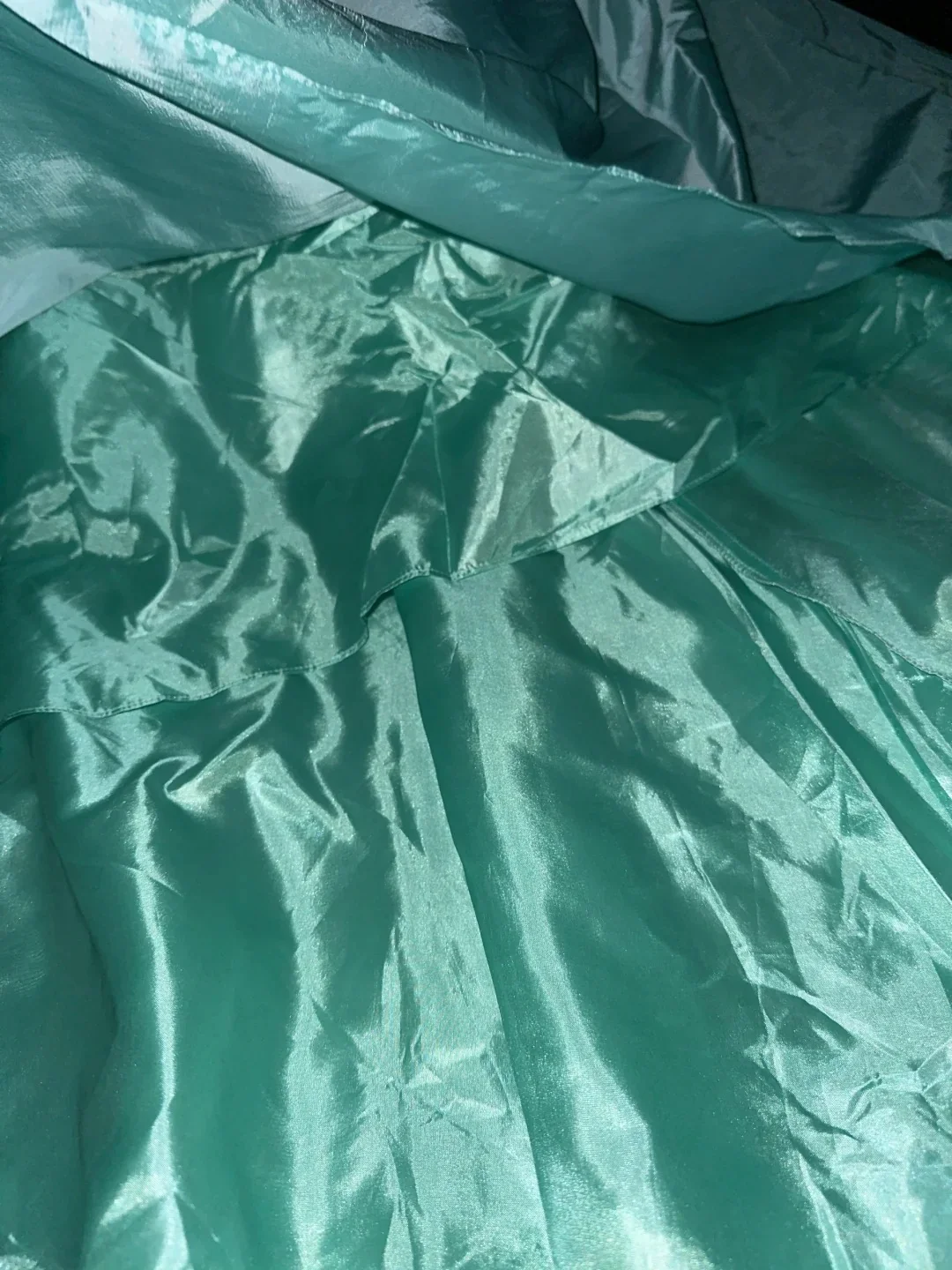 Elegant Mint Green Satin Beaded Strapless Long Prom Dress P3444 - Image 2