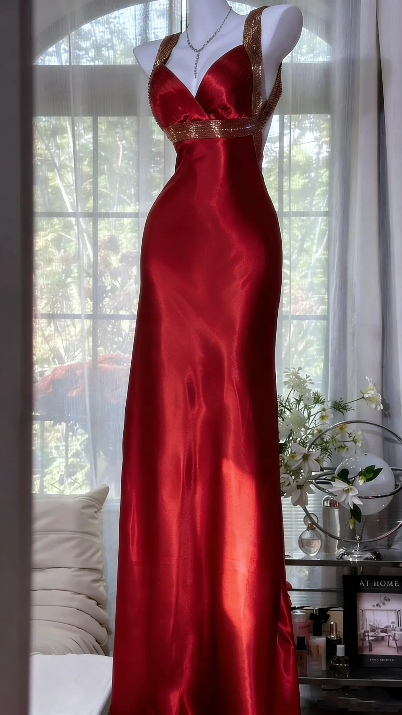 Elegant Olive-green Mermaid V-neck Backless Satin Long Prom Dress Evening Dress P4033 - Image 9