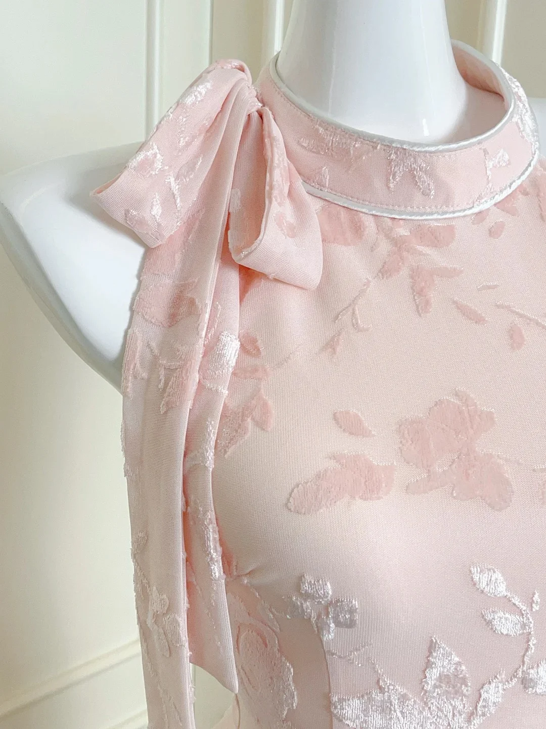 Elegant Pink Slim Halter Neck Jacquard Slit Long Prom Dress Evening Dress P4077 - Image 4