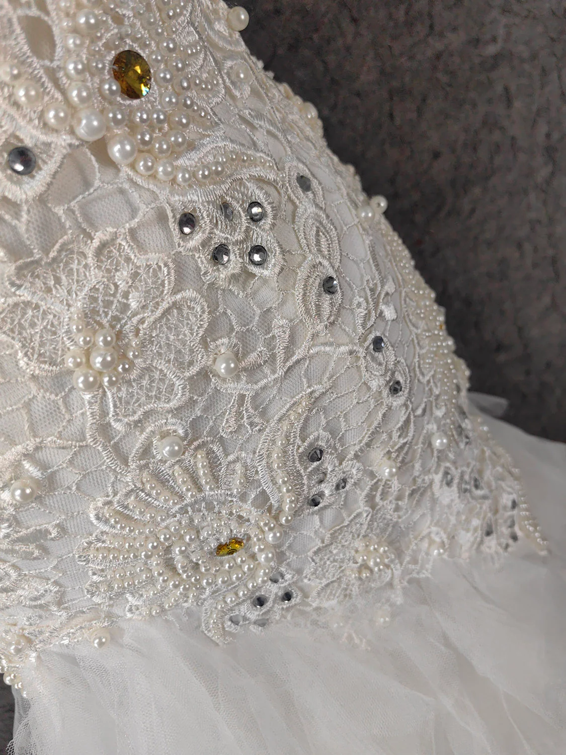 Elegant Pure White Sweetheart Neck Pearl Lace Tulle Long Prom Dress Evening Dress P4645 - Image 4