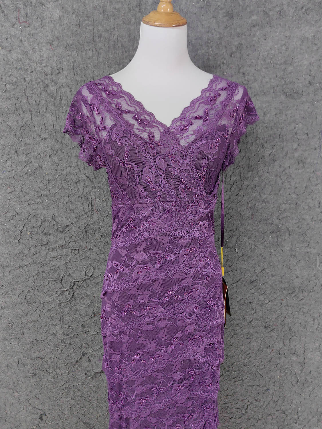 Elegant Purple V-Neck Lace Long Prom Dress Evening Dress P4643 - Image 2